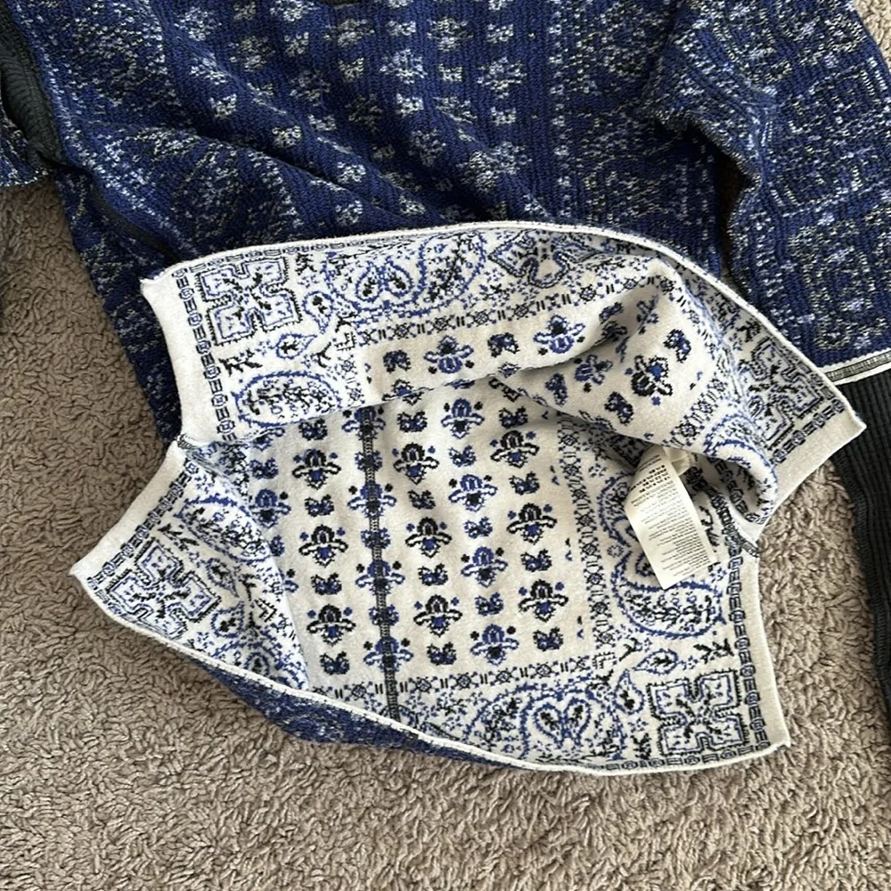 Free People Damen Thermo Pullover Pulli blau Mixed Print - Picture 4 of 13